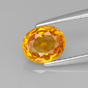 1.41캐럿 천연 옐로우 오렌지 사파이어, 타원형 컷, 7.2×6 mm, VS