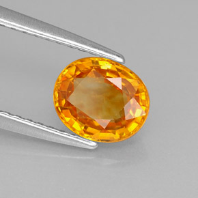 1.41캐럿 천연 옐로우 오렌지 사파이어, 타원형 컷, 7.2×6 mm, VS