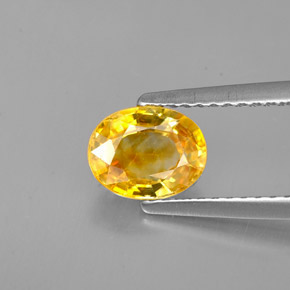 1.33캐럿 천연 골든 옐로우 사파이어, 타원형 컷, 7.2×5.6 mm, VVS-VS
