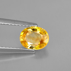 1.33캐럿 천연 골든 옐로우 사파이어, 타원형 컷, 7.2×5.6 mm, VVS-VS