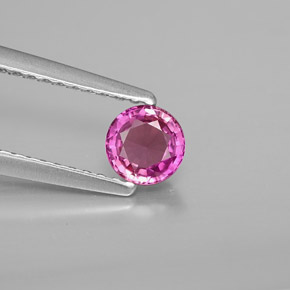 0.48캐럿 천연 퍼플 핑크 사파이어, 라운드 컷, 4.59 mm, VVS