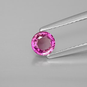 0.48캐럿 천연 퍼플 핑크 사파이어, 라운드 컷, 4.59 mm, VVS