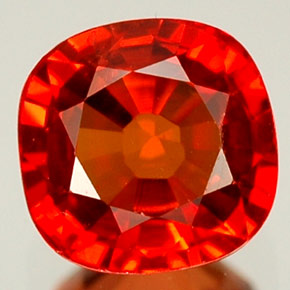 1.25캐럿 천연 만다린 오렌지 사파이어, 쿠션 컷, 5.6×5.6 mm, VVS-VS