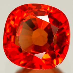 1.25캐럿 천연 만다린 오렌지 사파이어, 쿠션 컷, 5.6×5.6 mm, VVS-VS