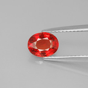 0.99캐럿 천연 레드 오렌지 사파이어, 타원형 컷, 6.8×5.3 mm, VVS-VS