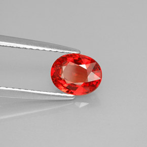 0.99캐럿 천연 레드 오렌지 사파이어, 타원형 컷, 6.8×5.3 mm, VVS-VS