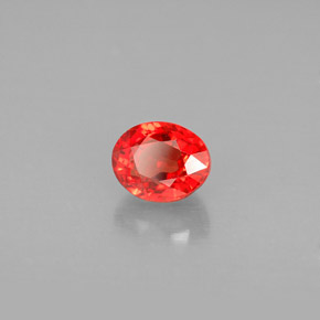 1.12캐럿 천연 레드 오렌지 사파이어, 타원형 컷, 6×4.9 mm, VVS-VS