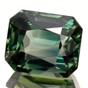 3.03캐럿 천연 푸르스름한 그린 사파이어, 에메랄드 컷, 8.6×7.2 mm, VS