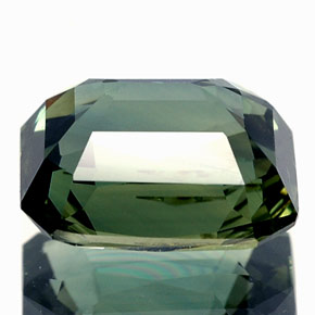 3.03캐럿 천연 푸르스름한 그린 사파이어, 에메랄드 컷, 8.6×7.2 mm, VS