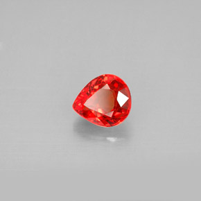 1.06캐럿 천연 레드 오렌지 사파이어, 배 모양, 6.5×5.6 mm, VVS-VS