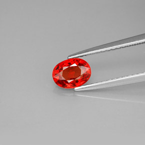 0.99캐럿 천연 붉은빛 오렌지 사파이어, 타원형 컷, 6.6×4.9 mm, VVS-VS