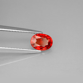 0.99캐럿 천연 붉은빛 오렌지 사파이어, 타원형 컷, 6.6×4.9 mm, VVS-VS