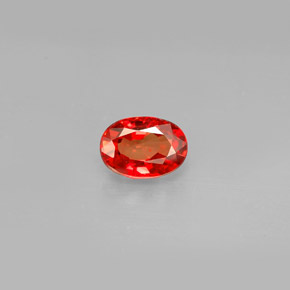 1.04캐럿 천연 레드 오렌지 사파이어, 타원형 컷, 7×4.9 mm, VS