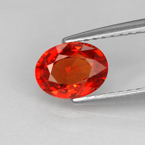 1.24캐럿 천연 레드 오렌지 사파이어, 타원형 컷, 7.1×5.4 mm, VS