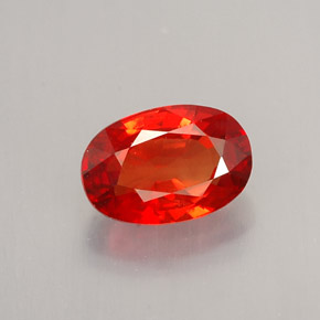 1.07캐럿 천연 붉은빛 오렌지 사파이어, 타원형 컷, 6.9×4.7 mm, VS