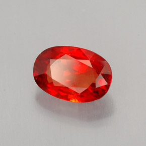 1.07캐럿 천연 붉은빛 오렌지 사파이어, 타원형 컷, 6.9×4.7 mm, VS