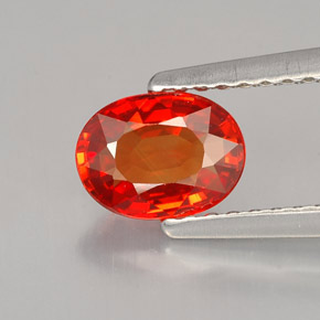 0.99캐럿 천연 붉은빛 오렌지 사파이어, 타원형 컷, 6.8×5.1 mm, VS