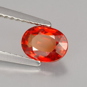 0.99캐럿 천연 붉은빛 오렌지 사파이어, 타원형 컷, 6.8×5.1 mm, VS