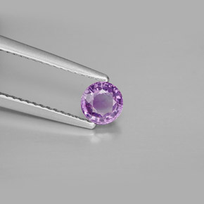 0.58캐럿 천연 핑크빛 퍼플 사파이어, 라운드 컷, 4.91 mm, VVS