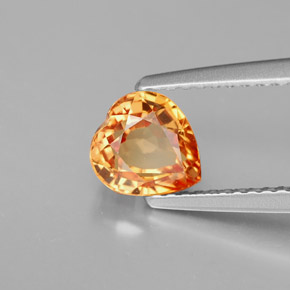 1.35캐럿 천연 옐로우 오렌지 사파이어, 하트 모양, 6.6×6.1 mm, VVS-VS