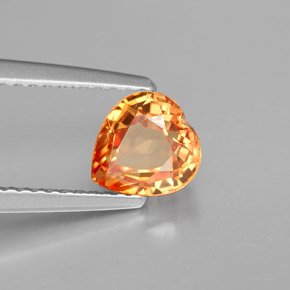 1.35캐럿 천연 옐로우 오렌지 사파이어, 하트 모양, 6.6×6.1 mm, VVS-VS