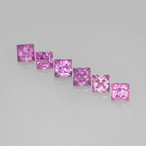 캐럿 천연 핑크빛 바이올렛 사파이어 보석, 스퀘어, 3×3 mm, VVS-VS