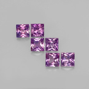캐럿 천연 핑크빛 바이올렛 사파이어 보석, 스퀘어, 3×3 mm, VVS-VS