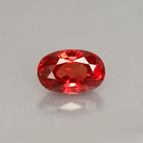 0.92캐럿 천연 붉은빛 오렌지 사파이어, 타원형 컷, 6.9×4.6 mm, VVS-VS