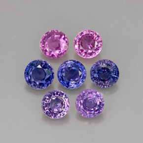 캐럿 천연 핑크빛 퍼플 사파이어 보석, 라운드 컷, 4.06 mm, VS