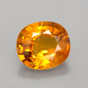 1.81캐럿 천연 옐로우 오렌지 사파이어, 타원형 컷, 7.7×6.8 mm, VS-SI