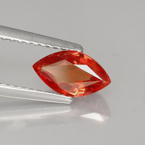 1.13캐럿 천연 붉은빛 오렌지 사파이어, 마퀴즈, 8.6×4.9 mm, VS