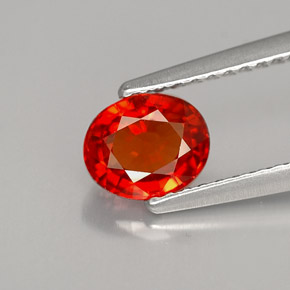 1.09캐럿 천연 붉은빛 오렌지 사파이어, 타원형 컷, 6.5×5.3 mm, VS