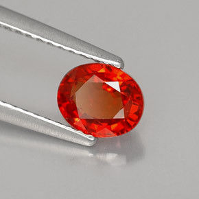 1.09캐럿 천연 붉은빛 오렌지 사파이어, 타원형 컷, 6.5×5.3 mm, VS