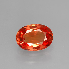 1.28캐럿 천연 붉은빛 오렌지 사파이어, 타원형 컷, 7.6×5.6 mm, VVS-VS