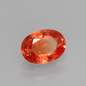 1.28캐럿 천연 붉은빛 오렌지 사파이어, 타원형 컷, 7.6×5.6 mm, VVS-VS