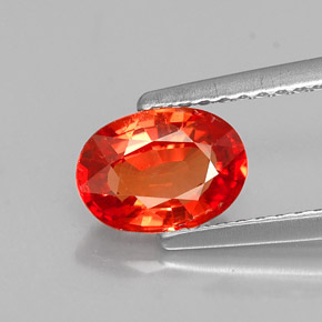 1.22캐럿 천연 붉은빛 오렌지 사파이어, 타원형 컷, 7.7×5.5 mm, VVS-VS