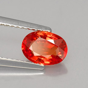 1.22캐럿 천연 붉은빛 오렌지 사파이어, 타원형 컷, 7.7×5.5 mm, VVS-VS