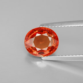 2.50캐럿 천연 레드 오렌지 사파이어, 타원형 컷, 8.6×7.4 mm, VVS-VS
