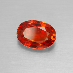 2.07캐럿 천연 레드 오렌지 사파이어, 타원형 컷, 8.4×6 mm, VVS-VS