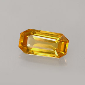1.23캐럿 천연 골든 옐로우 사파이어, 에메랄드 컷, 8.4×4.4 mm, VVS-VS