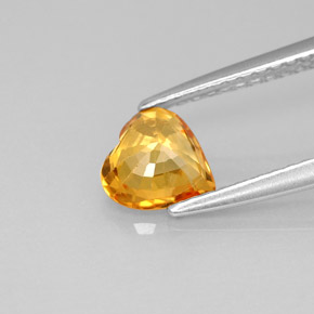 0.97캐럿 천연 골든 옐로우 사파이어, 하트 모양, 6.2×6.1 mm, VS