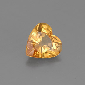 0.89캐럿 천연 골든 옐로우 사파이어, 하트 모양, 6×5.9 mm, VS