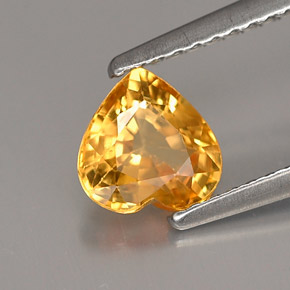 1.03캐럿 천연 골든 옐로우 사파이어, 하트 모양, 6.2×6.2 mm, VS