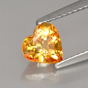 1.04캐럿 천연 골든 옐로우 사파이어, 하트 모양, 6.1×6 mm, VS