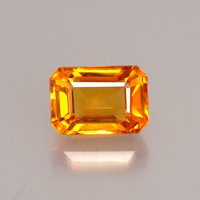 0.97캐럿 천연 골든 옐로우 사파이어, 에메랄드 컷, 6.1×4.3 mm, VVS