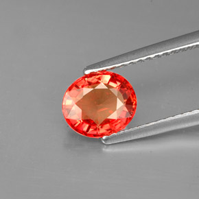 1.54캐럿 천연 레드 오렌지 사파이어, 타원형 컷, 7.3×6.3 mm, VVS