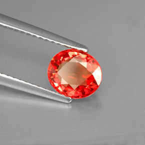 1.54캐럿 천연 레드 오렌지 사파이어, 타원형 컷, 7.3×6.3 mm, VVS