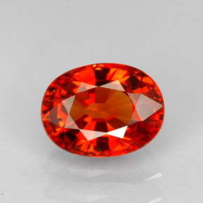 1.17캐럿 천연 붉은빛 오렌지 사파이어, 타원형 컷, 7×5.3 mm, VVS-VS