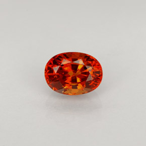 1.06캐럿 천연 붉은빛 오렌지 사파이어, 타원형 컷, 6.5×4.8 mm, VVS-VS
