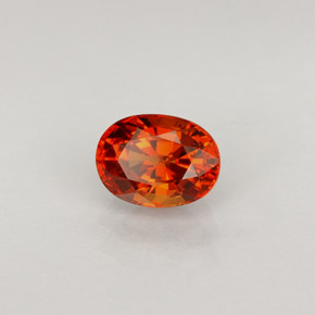 1.06캐럿 천연 붉은빛 오렌지 사파이어, 타원형 컷, 6.5×4.8 mm, VVS-VS